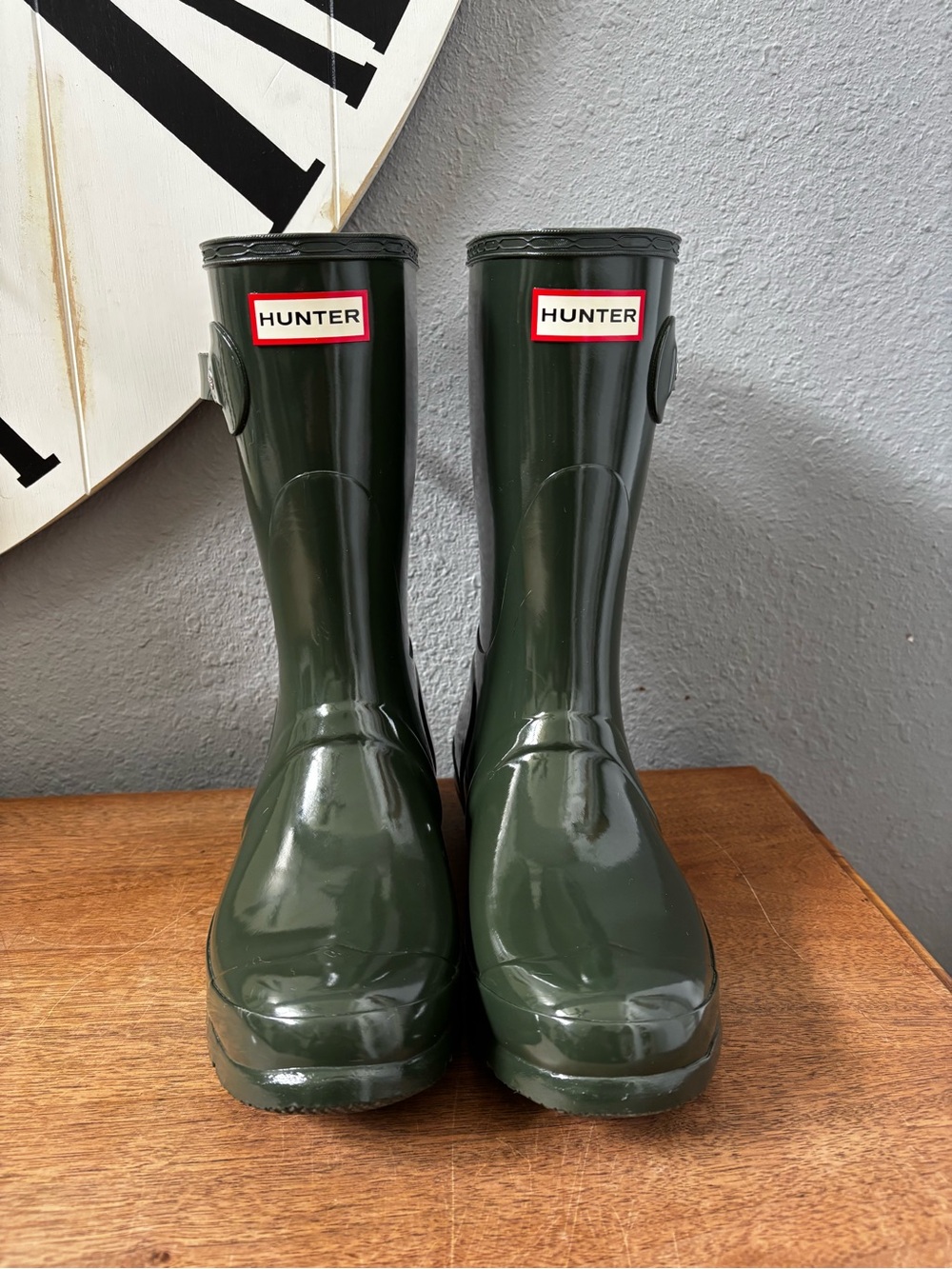 Hunter Women Glossy Dark Green Rain Boots 9 - Picture 10 of 10